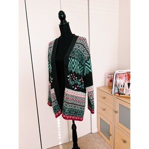 Contempo Casuals Tribal Jacquard Cardigan Sweater